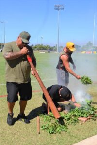 Didgeridoo And Leaves With Smoke