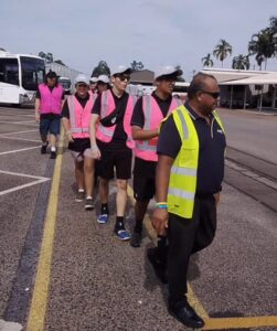 Group With Colin Walking In A Line