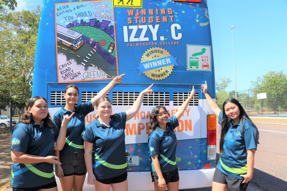 Students With Izzy Right At Back Of Bus