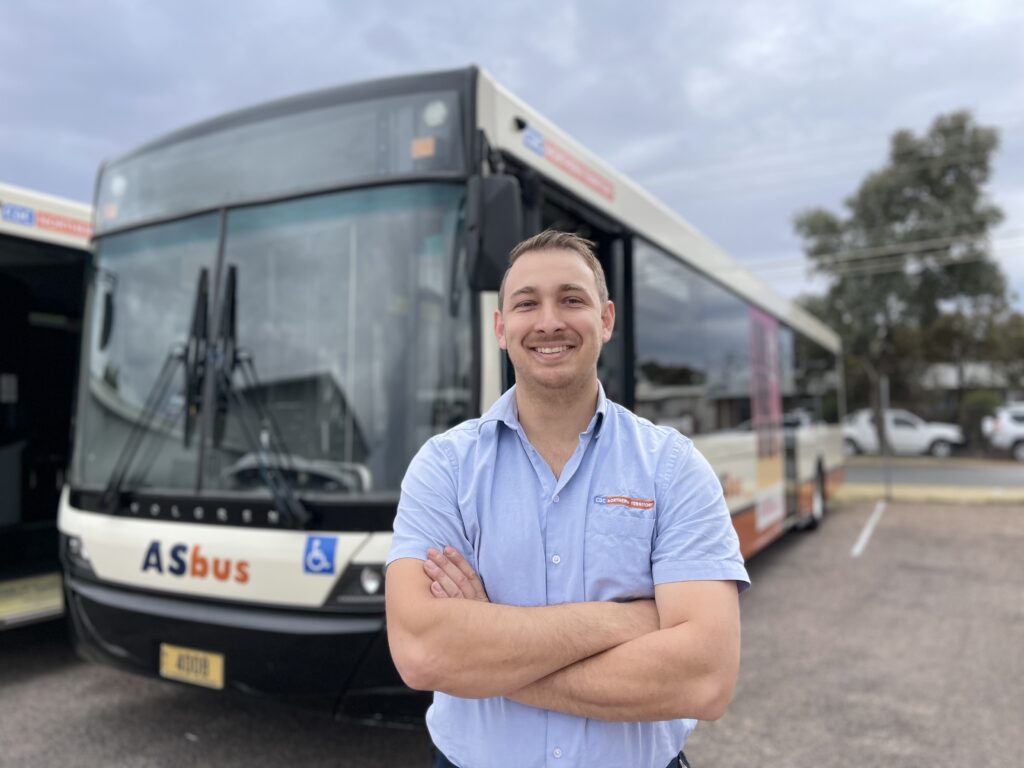 Brandon infront of AS Bus